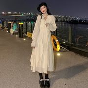 フレンチVネックフェアリードレス女性の2021年春秋新作デザイン小気性優しい風ロングスカート