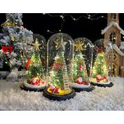 LEDイルミネーション 透明 卓上 クリスマスツリー ミニツリー 常時点灯 ガラス