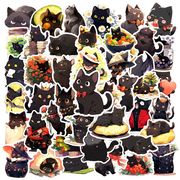 50枚/セット かわいい 黒猫のステッカー 人気のステッカー diy装飾品 防水 猫柄手帳用シール 猫雑貨