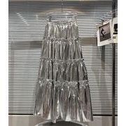 2023秋新品　レザースカート　PU半身スカート　ケーキスカート100-170cm