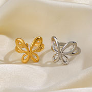 欧米 Instagram 人気ファッションレディース オープリングかわいい 蝶のリング ステンレス鋼の指輪
