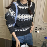 ニットセーター　トップス　デザイン　レディース　韓国ファッション　秋冬　2colors