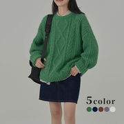 ニットセーター　ケーブルニットトップス　デザイン　レディース　韓国ファッション　秋冬　5colors