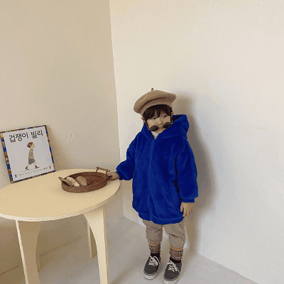 秋冬 ナチュラル系 韓国風子供服 ボアジャケット アウター フード付 暖かく上着 裏起毛ミニ裏毛 90-110