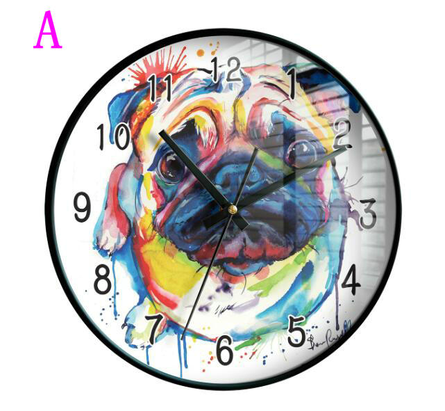 犬柄 ブルドッグ ビニールレコード 壁時計 壁 家の装飾 パグ pug 壁掛け時計