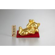 開運　招き猫　-眠-　【縁起物】【置物】【金箔】【お守り】