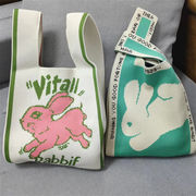 韓国風 ウサギ柄 可愛いニットバッグ トートバッグ ショッピングバッグ