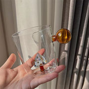 韓国大人気 デザイン ガラス単層カップ 真球柄ガラスカップ ジュースカップ クリア 立体カップ底 家庭用