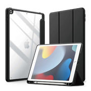 iPad 10.2（第9・8・7世代）対応 耐衝撃フラップケース　ブラック（背面クリア）