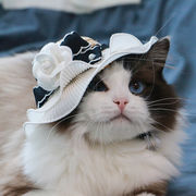 ペット用品 ペットファッション 帽子 ハット レース コサージュ 猫