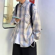 チェック柄シャツ長袖スタイルトレンディハンサムカジュアル日本の夏シャツコートルーズシントップ服