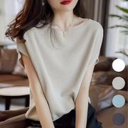 さらっと羽織れる：サテンシャツ2022新作韓国ファッション春夏ニット