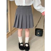 2024新作 韓国風子供服 キッズ 女の子 になったレトロなチェックプリーツスカート 90-150cm