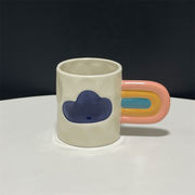 最新トレンド勢揃い INSスタイル 釉薬彩 手描き 雲 虹柄 陶磁器カップ マグカップ 個性 コーヒーカップ
