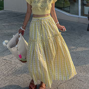 フレアスカート　ロングスカート　花柄　レディース　デザイン　韓国ファッション