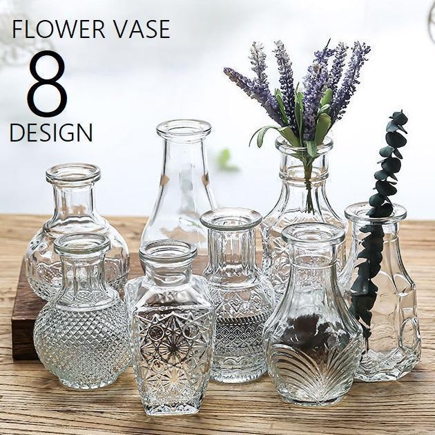花瓶 花びん フラワーベース 花器 装飾 一輪挿し 卓上 置き型 ガラス製 クリア スケルトン インテリア小物