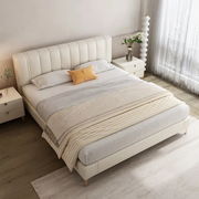 本革レザー　シンプルモダン　ダブル　北欧　新婚用　イタリア式　手の届く贅沢　収納　柔らかい　　ベッド