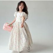 2024 夏新作  韓国風子供服  ベビー服  花柄  ワンピース  半袖   女の子 プリンセス