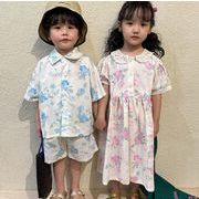 2024 ins  韓国風子供服   花柄  シャツ+ショートパンツ  セットアップ  or  ワンピース