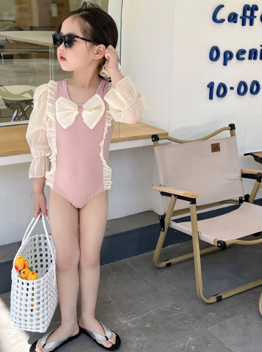 2024夏新作  韓国風子供服  ベビー服  つなぎ水着  キッズ水着  水着  水泳  女の子 ピンク