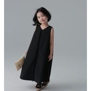 2024 ins 韓国風子供服  ベビー服   ブラック ワンピース   おしゃれ  トップス チョッキのワンピース
