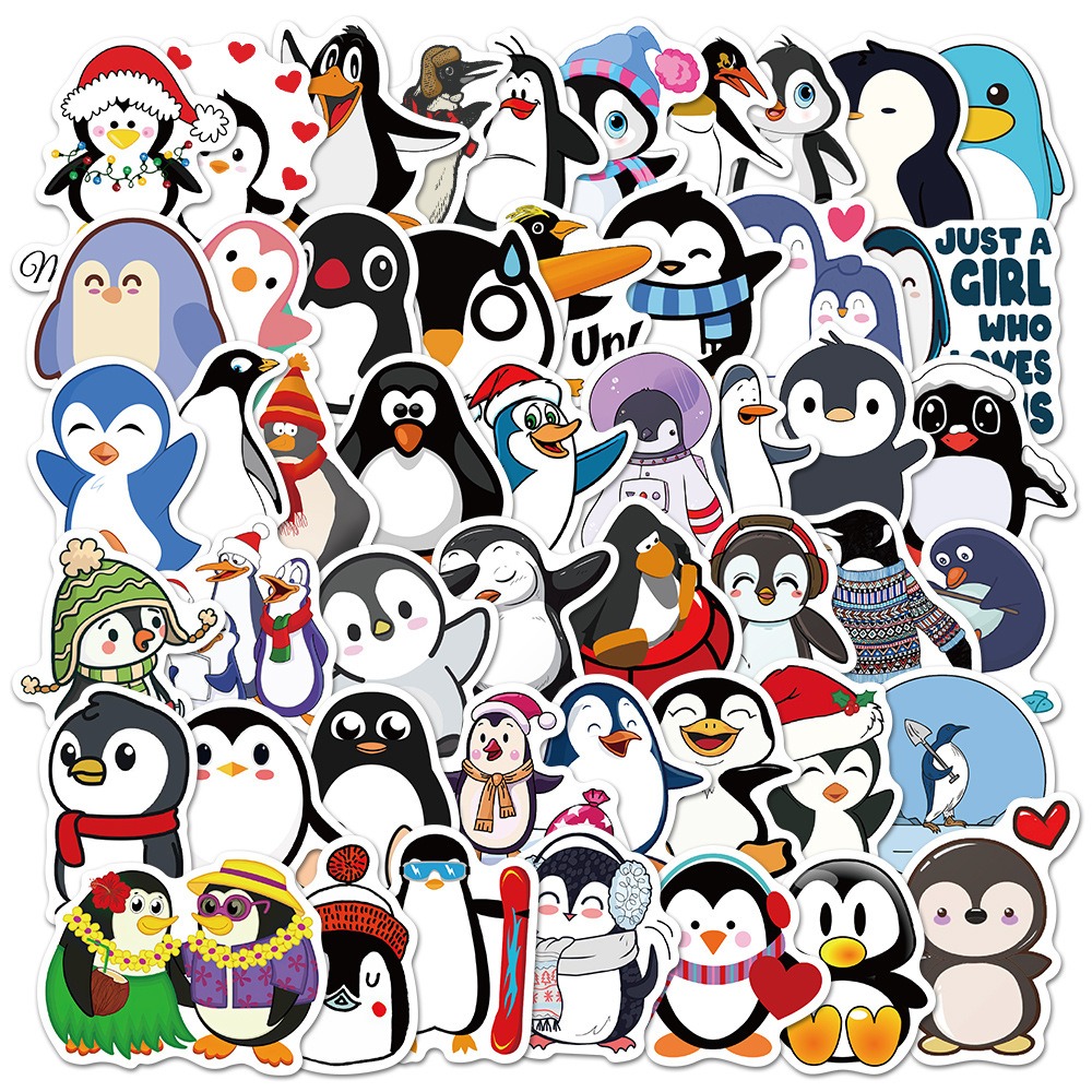 50枚入 ペンギンのステッカー  可愛い動物 シール フレークシール 手帳 日記 アルバム   ペンギン雑貨