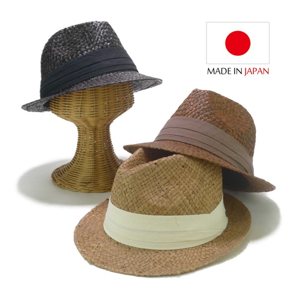 　日本製ラフィア編みシート中折　ヤング帽子