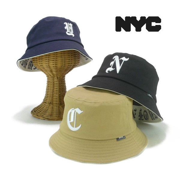 NYCライセンスアルファベット刺繍バケットハット　ヤング帽子