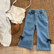 ★Girls★　子供服　80~130cm　キッズジーンズ　リボン付きフレアパンツ　韓国キッズファッション