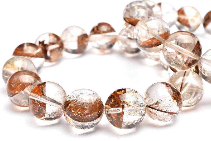 希少◇ライモナイト雲母入り！ エレスチャルクォーツ 9mm ブレスレット  