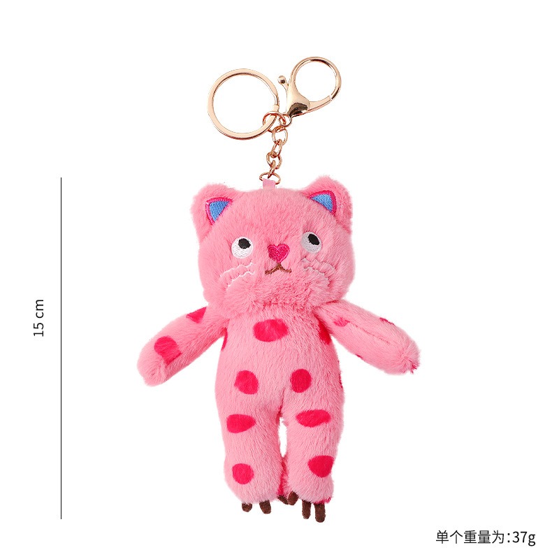 2色 韓国で流行 ぬいぐるみ 猫のキーホルダー ピンク 黒 ネコ 猫