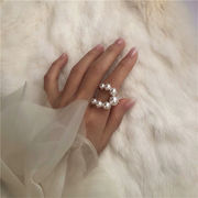 見ていてとても綺麗です INSスタイル 真珠の指輪 三日月 気質 人差し指の指輪 開口の指輪 リング