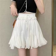 白いプリーツスカートの女性の春夏スカート新しいユニークなショートスカート