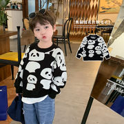 子供のセーター 新しい秋の子供服 男の子 漫画のパンダ 長袖のセーター トレンディなトップス