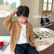 韓国の子供服 2024年秋新作 無地のニットセーター カーディガン 長袖 ルーズセーターコート