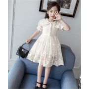 韓国子供服、ガールズドレス 夏のチュールスカート、人気の半袖プリンセスドレス