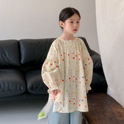 ★Girls★　子供服　90~150cm　キッズワンピース　カラフル水玉シャツ　韓国キッズファッション