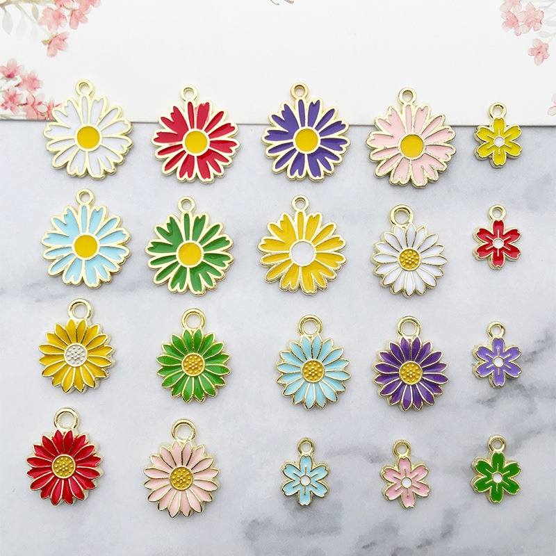 デイジー 菊の花 DIY材料 釉薬 金属パーツ ジュエリーアクセサリー ネックレス イヤリング