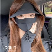 韓国風UVカット帽子 日よけ サンバイザー レディース メンズ  スカーフ フェイスカバー 日焼け防止