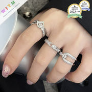 指輪 キラキラ ラインストーン レディース 個性 ファッション エレガント 開口指輪 アクセサリー