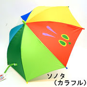 【雨傘】【ジュニア用】はらぺこあおむしカラフル無地コンビ45cm安全手開き傘