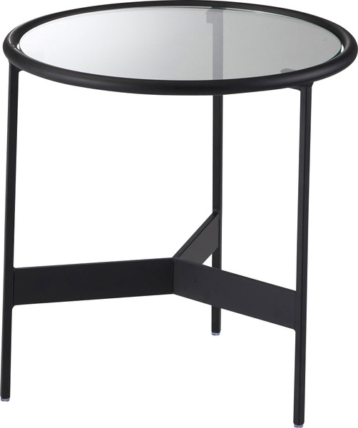 MITASインテリア ラウンドガラステーブルSサイドテーブル ブラック HIT-240