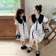 2024新作 韓国子供服  親子 女の子  半袖 ワンピース  80-140cm
