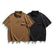 E17201 短袖 無地 半袖 韓国風 2024春夏新作 ポケットトッブス ワイシャツ ヴィンテージ メンズ