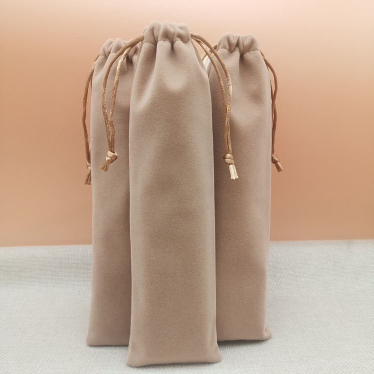 新しいスタイルのベルベット巾着袋、ロングベルベットバッグ、厚みのある、脱げない、巾着袋、防塵収納袋