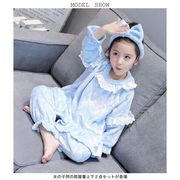 女児 ルームウェア 上下２点セット キッズ モコモコ 部屋着 秋冬物 厚手 女の子 パジャマ 姫系 フリル