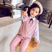 スーツ キッズ 女の子 フォーマル 子供服 スーツセット ベスト+スカート+tシャツ 韓国子供服 上下セット