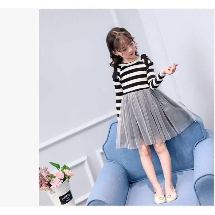 韓国子供服 フォーマル ワンピース ワンピースドレス 子どもドレス  ストライプ キッズ 女の子 春 秋