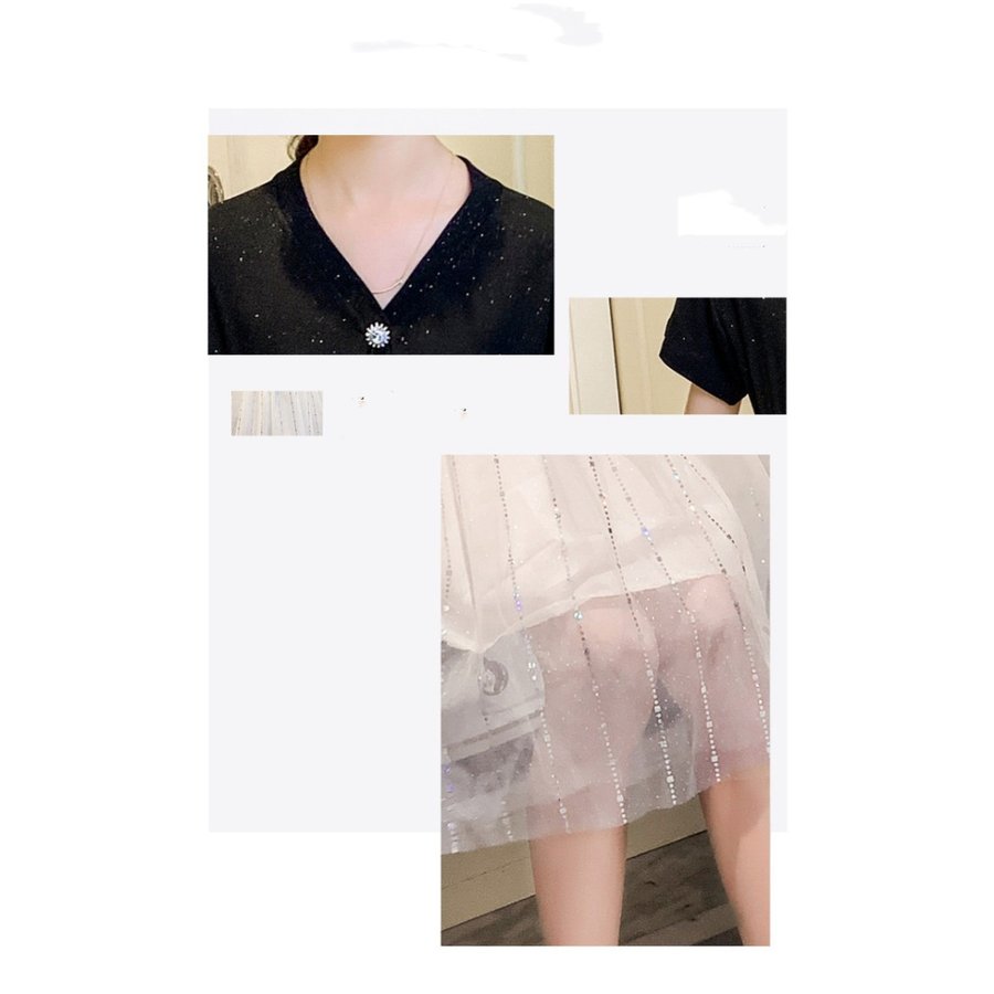 韓国子供服 ワンピース プリンセスドレス 女の子 夏 おしゃれ ワンピース 可愛い 半袖 Vネック 膝丈