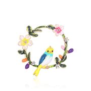 かわいい 鳥のブローチ ファッション 釉薬 花のコサージュ